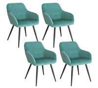WOLTU Juego de 4 Sillas de Comedor,Terciopelo,Turquesa