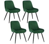 WOLTU Juego de 4 Sillas de Comedor,Terciopelo,Verde Oscuro