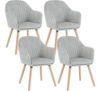WOLTU Juego de 4 Sillas de Comedor y Cocina con Respaldo Mediano,cojín Doble de Terciopelo y Patas de Estructura de Madera,adecuadas para salón y Dormitorio,Gris Claro