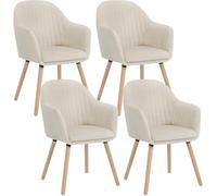 WOLTU Juego de 4 Sillas de Comedor y Cocina con Respaldo Mediano,cojín Doble de Terciopelo y Patas de Estructura de Madera,adecuadas para salón y Dormitorio,Blanco Crema