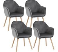 WOLTU Juego de 4 Sillas de Comedor y Cocina con Respaldo Mediano,cojín Doble de Terciopelo y Patas de Estructura de Madera,adecuadas para salón y Dormitorio,Gris Oscuro