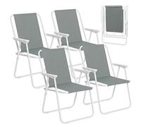 WOLTU Juego de 4 Sillas Portatil Camping, Silla Exterior Plegable, Ultraligera para Jardin Playa Acampada Pesca en Exterior, Estructura Metálica, Gris Oscuro