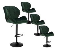 WOLTU Juego de 4 Taburete de Bar con Respaldo, Sillas de Bar Regulables en Altura, Muebles Cocina Silla de Comedor, Terciopelo, Verde Oscuro