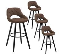 WOLTU Juego de 4 Taburetes Altos con Respaldo Ahuecado y Reposapiés, para Bistro, Cafeteria y Cocina, con Funda de Tela Sintética y Patas de Madera,Marrón rústico