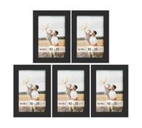 WOLTU Juego de 5 Marco de Fotos Madera 10x15cm, Marco Fotos para Pared y Mesa, Marcos de Fotos Moderno para Colgar en Vertical y Horizontal, Negro