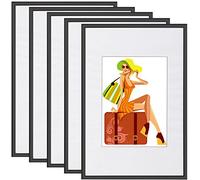 WOLTU Juego de 5 Marcos de Fotos 15x20cm para Pared y Mesa, Marco de Póster Collage de Fotos, Marco de Foto de Estilo Moderno para Fiestas, Cumpleaños, Boda, Reglo, Negro
