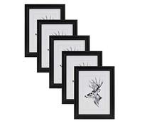 WOLTU Juego de 5 Marcos de Fotos de Madera Maciza 40x50cm, Marcos de Foto para Pared o Mesa, Marco de Póster en Vertical y Horizontal para Decoracion, Negro