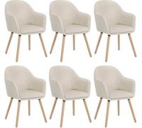 WOLTU Juego de 6 Sillas de Comedo,Terciopelo,Blanco Crema