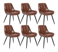 WOLTU Juego de 6 Sillas de Comedor,Cuero Sintético Retro,Marrón