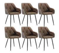 WOLTU Juego de 6 Sillas de Comedor,Silla de Cocina con Respaldo Medio,Asiento de Cuero Vintage sintético,Patas metálicas,Ideal para salón,Dormitorio,Comedor y Cocina,Marrón Oscuro