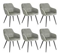 WOLTU Juego de 6 Sillas de Comedor, Sillas de Cocina de Respaldo Medio, Asiento Acolchado de Terciopelo, Estructura de Metal, Adecuadas para Comedor, Cocina, Salón y Dormitorio, Gris