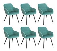 WOLTU Juego de 6 Sillas de Comedor,Terciopelo,Turquesa