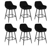 WOLTU Juego de 6 Taburetes de Bar con Respaldo Terciopelo, Negro | para Comedor, Salón y Cafetería