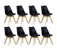 WOLTU Juego de 8 Sillas de Comedor,Cuero Sintético,Negro