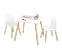 WOLTU Juego de Mesa y 2 Sillas para Niños, Mueble Infantil de Mesa Cuadrada y Sillas de Madera, para Guardería, Sala de Juegos y Habitacion Infantil, Regalo para Niños, Blanco