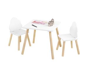 WOLTU Juego de Mesa y 2 Sillas para Niños, Mueble Infantil de Mesa Cuadrada y Sillas de Madera, para Guardería y Habitacion Infantil, Regalo para Niños, Blanco