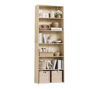 WOLTU Librería Alta, Estantería de Libros de 6 Niveles, Libreria Estanteria de Piso, Estanteria Vertical, Separador de Ambientes para Salón, Estudio, Oficina y Dormitorio, Roble Claro, 60x23,5x180 cm