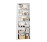 WOLTU Librería Alta Vertical, Estantería de Libros de 6 Niveles | Libreria Estanteria de Piso, Separador de Ambientes para Salón, Estudio, Oficina y Dormitorio, Blanco, 60x23,5x180 cm