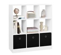 WOLTU Libreria Blanca, Estanteria Almacenaje, 9 Cubos y 3 Cajones Tela no Tejida, Estanteria Libros, Mueble Almacenaje para Salón u Oficina, 80x30x86,5 cm, SK041ws