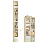 WOLTU Librería de 5 Niveles, Estantería Alta para Libros, Cubos de Colocación Libre, Biblioteca Separador para Libros y CDs, Roble Claro, SK063hei