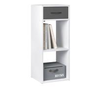 WOLTU Libreria Estanteria de Libros de 3 Niveles | con Cajón y 2 Compartimentos Abiertos, Biblioteca Estanteria para Estudio, Oficina y Dormitorio, 32,4x30x80 cm, Blanco
