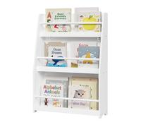 WOLTU Libreria Infantil Blanca de 3 Niveles, Estantería de Libros Infantil con Barra Anticaida, Libreria Montessori para Habitación Infantil y Jardin de Infancia, 58,2x18x81,4 cm