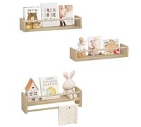 WOLTU Librería Infantil, Juego de 3 Estantes de Pared para Niños, Estanteria Libros Infantil, Estantes Pared de Madera Maciza, Baldas Flotantes para Libros y Juguetes, para Habitación Infantil