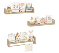 WOLTU Librería Infantil, Juego de 3 Estantes de Pared para Niños, Estanteria Libros Infantil, Estantes Pared de Madera Maciza, Baldas Flotantes para Libros y Juguetes, para Habitación Infantil