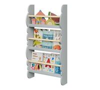WOLTU Librería Infantil Pared, Estantería Infantil de 3 Niveles, Estanteria Montessori de Libros, Organizador de Libros y Juguetes, Madera, Gris, 42,5x80x14,5 cm, KR013gr
