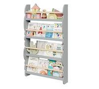 WOLTU Librería Infantil Pared, Estantería Infantil de 4 Niveles, Estanteria Montessori de Libros, Organizador de Libros y Juguetes, Madera, Gris, 60x98x14,5 cm, KR017gr