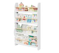 WOLTU Librería Infantil Pared, Estantería Infantil de 4 Niveles, Estanteria Montessori de Libros, Organizador de Libros y Juguetes, Madera, Blanco, 60x98x14,5 cm, KR017ws