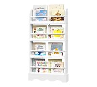 WOLTU Libreria Montessori para Niños, de 4 Estantes para Habitación Infantil, Sala de Juegos y Guarderia, Blanco, 60x12x108.5 cm
