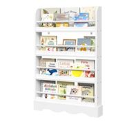 WOLTU Libreria Montessori para Niños, de 4 Estantes para Habitación Infantil, Sala de Juegos y Guarderia, Blanco, 80x12x118 cm