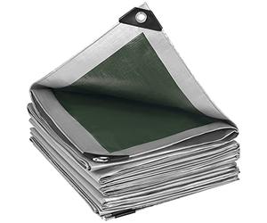 WOLTU Lona de Protección con Ojales Anti-UV 280g/m² 3x4m Gris-Verde | 280g/m²; PE; anti-UV; resistente a la lluvia; con ojales; para barcos/auto/piscina