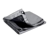 WOLTU Lona Impermeable Reforzada con Ojales 4x6m Gris-Negro | 180g/m²; PE; con ojales; reforzada; multiusos; para barcos/madera/piscina/auto