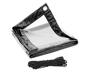 WOLTU Lona Transparente Impermeable Exterior 380g/m² para Jardín Terraza con Ojales y Cuerdas Lona PVC contra el Viento a Prueba de Lluvia Polvo para Coche Mueble y Invernadero 3x5m