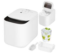 WOLTU Máquina de Cubitos de Hielo, 9 Cubitos en 5-6mins, 15 kg en 24h, 2 Tamaños de Cubitos S/L, Depósito de Agua 2 L, Autolimpieza, Pantalla LED, Silencioso, Blanco