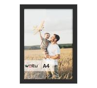 WOLTU Marco de Fotos Madera A4 21x29,7cm, Marco Fotos para Pared y Mesa, Marcos de Fotos Moderno para Colgar en Vertical y Horizontal, Negro