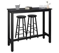 WOLTU Mesa Alta de Barra Cocina, Mesa Bar con 2 Taburetes de Bar, Juego de Comedor para Bar, Comedor, Isla Cocina, Taburetes Redondos, Estructura de Metal, Diseño Industrial, Negro