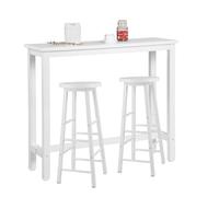 WOLTU Mesa Alta de Barra Cocina, Mesa Bar con 2 Taburetes de Bar, Juego de Comedor para Bar, Comedor, Isla Cocina, Taburetes Redondos, Estructura de Metal, Diseño Industrial, Blanco
