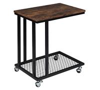 WOLTU Mesa Auxiliar de Centro Mesita de Noche Portátil con Ruedas con Espacio de Almacenamiento en Red Metal y MDF Madera 51x36x60cm Vintage TS112hov