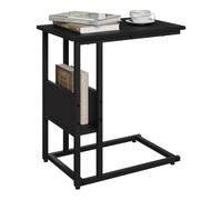 WOLTU Mesa Auxiliar de Centro Mesita de Noche Portátil, Marco de Metal y Madera, Negro 55x36x59,5cm(BxTxH) TS79sz