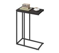 WOLTU Mesa Auxiliar Forma C, Mesita de Sofá, Mesita Auxiliar para Salon y Dormitorio, Mesa Pequeña con Estructura de Metal, Roble Oscuro+Negro, TSG17dc