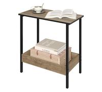 WOLTU Mesa Auxiliar, Mesa de Centro con 2 Estantes de Almacenaje, Estilo Industrial para Dormitorio, Sala de Estar, Madera Gris, 50x55x25 cm BTS03grdc