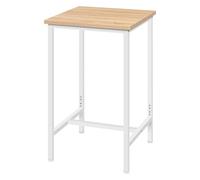 WOLTU Mesa de Bar Cuadrada, Mesa Alta en Estructura Metálica, Barra Cocina de Estilo Nórdico con Pies Ajustables, Roble Claro + Blanco