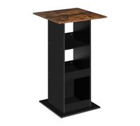 WOLTU Mesa de Bar Cuadrada, Mesa Bistró con 3 Estantes de Almacenamiento, para Cocina, Mesita Auxiliar para Salón y Comedor, 60x60x109cm, Marrón Rústico+Negro