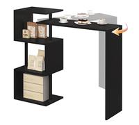 WOLTU Mesa de Bar de Bistro de Comedor con 3 Estantes, Giratoria Estructura de Metal, MDF, 134x38x112cm (WxDxH) Negro