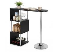 WOLTU Mesa de Bar, Mesa Alta de Comedor con 3 Estantes, Soportes para Vino, Mesas Modernas de Bistro, Metal y MDF 113x40x105 cm, Negro