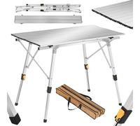 WOLTU Mesa de Camping Plegable de Jardín de Trabajo de Balcón Aluminio, con Bolsa, Altura Ajustable, 90x52,2X (45-69) cm