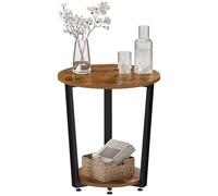 WOLTU Mesa de Centro Redonda, Mesilla de Noche para Salón Cafetería Balcón Dormitorio, Mesa Auxiliar con 2 Estantes, Mesita Auxiliar de Sofá, Estilo Vintage, Marco de Metal, BTS13shm
